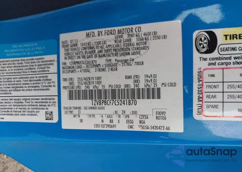 2012 Ford Mustang Gt Premium из США, поврежденный, VIN 1ZVBP8CF7C5241870